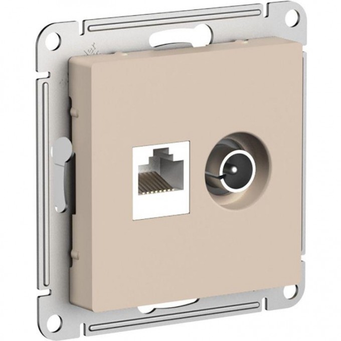 Розетка 2-местная SCHNEIDER ELECTRIC ATLASDESIGN ТВ + компьютерная RJ45 кат. 5Е, песочный ATN001289 Розетка 2-местная SCHNEIDER ELECTRIC ATLASDESIGN ТВ + компьютерная RJ45 кат. 5Е, песочный ATN001289