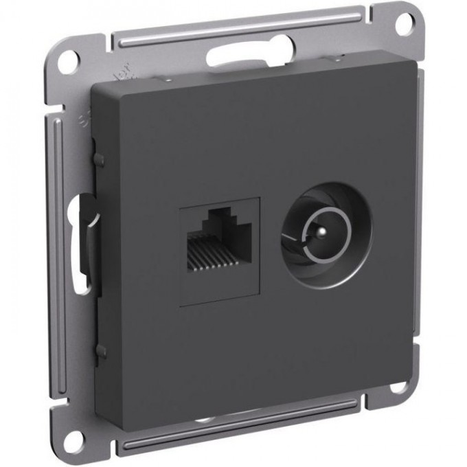 Розетка двойная SCHNEIDER ELECTRIC ATLASDESIGN ТВ + компьютерная RJ45 кат. 5Е базальт ATN001489 Розетка двойная SCHNEIDER ELECTRIC ATLASDESIGN ТВ + компьютерная RJ45 кат. 5Е базальт ATN001489