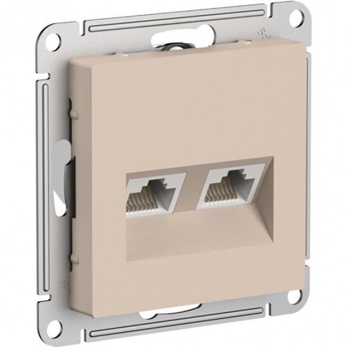 Розетка компьютерная 2-местная SCHNEIDER ELECTRIC ATLASDESIGN RJ45+RJ45 кат.5E механизм, песочный ATN001285 Розетка компьютерная 2-местная SCHNEIDER ELECTRIC ATLASDESIGN RJ45+RJ45 кат.5E механизм, песочный ATN001285