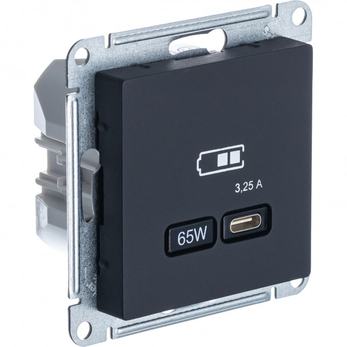 Розетка SCHNEIDER ELECTRIC USB ATLASDESIGN тип C 65Вт QC PD высокоскор. ЗУ механизм карбон SE ATN001027 Розетка SCHNEIDER ELECTRIC USB ATLASDESIGN тип C 65Вт QC PD высокоскор. ЗУ механизм карбон SE ATN001027