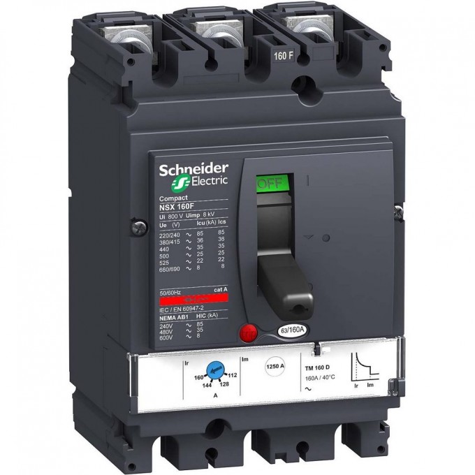 Автоматический выключатель 3P SCHNEIDER ELECTRIC COMPACT NSX TM100D NSX160B LV430312 Автоматический выключатель 3P SCHNEIDER ELECTRIC COMPACT NSX TM100D NSX160B LV430312