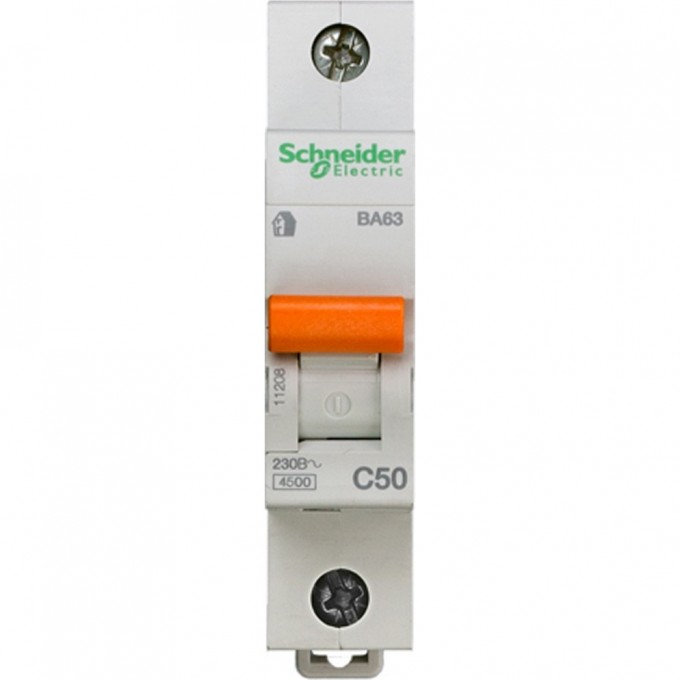 Автоматический выключатель SCHNEIDER ELECTRIC ДОМОВОЙ ВА63 1П 50A C 4,5 кА, Болгария/Италия 11208 Автоматический выключатель SCHNEIDER ELECTRIC ДОМОВОЙ ВА63 1П 50A C 4,5 кА, Болгария/Италия 11208