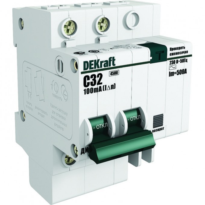 Дифференциальный автоматический выключатель SCHNEIDER ELECTRIC DEKRAFT 2Р 25А 30мА тип AC х-ка С ДИФ-101 4,5кА 15005DEK Дифференциальный автоматический выключатель SCHNEIDER ELECTRIC DEKRAFT 2Р 25А 30мА тип AC х-ка С ДИФ-101 4,5кА 15005DEK