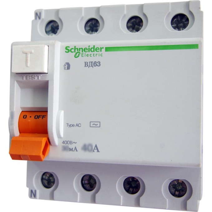 Дифференциальный выключатель нагрузки SCHNEIDER ELECTRIC ДОМОВОЙ ВД63 4П 40A 300MA АС, Испания 11465 Дифференциальный выключатель нагрузки SCHNEIDER ELECTRIC ДОМОВОЙ ВД63 4П 40A 300MA АС, Испания 11465