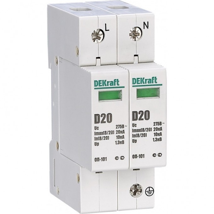 Ограничитель перенапряжения SCHNEIDER ELECTRIC DEKRAFT ОП101-2P-020-D-275 18014DEK Ограничитель перенапряжения SCHNEIDER ELECTRIC DEKRAFT ОП101-2P-020-D-275 18014DEK
