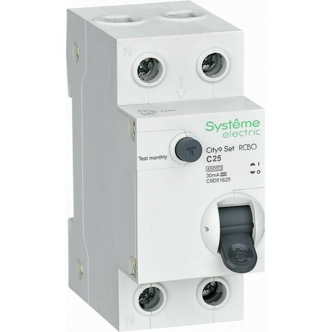 Выключатель автоматический дифференциального тока SCHNEIDER ELECTRIC 2п (1P+N) C 25А 30мА тип A 4.5кА City9 Set 230В SE C9D55625 Выключатель автоматический дифференциального тока SCHNEIDER ELECTRIC 2п (1P+N) C 25А 30мА тип A 4.5кА City9 Set 230В SE C9D55625