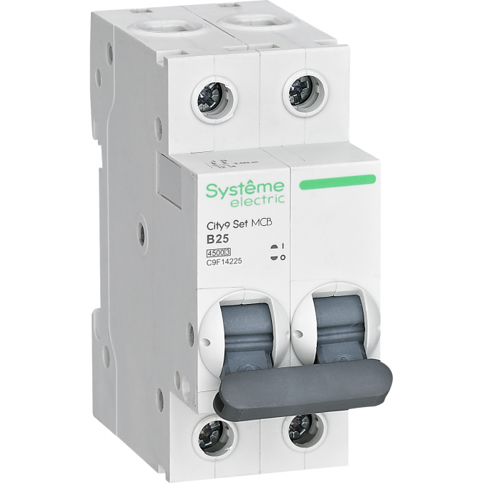 Выключатель автоматический модульный SCHNEIDER ELECTRIC CITY9 SET 2п B 25А 4.5кА 230В, C9F14225 Выключатель автоматический модульный SCHNEIDER ELECTRIC CITY9 SET 2п B 25А 4.5кА 230В, C9F14225